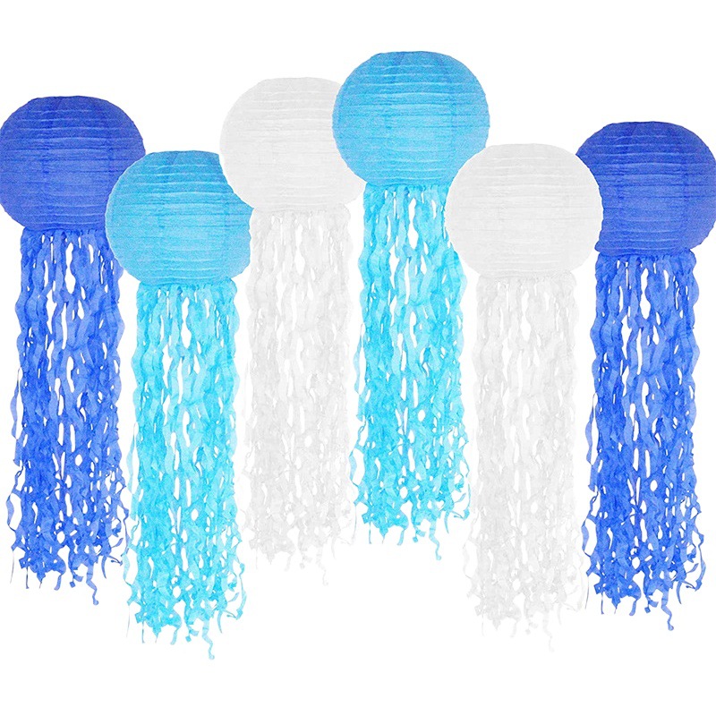 Wholesale Jellyfish Paper Lantern Mermaid Birthday Decoration Colorful Hanging Lantern Marine Theme Decoration Party Supplies