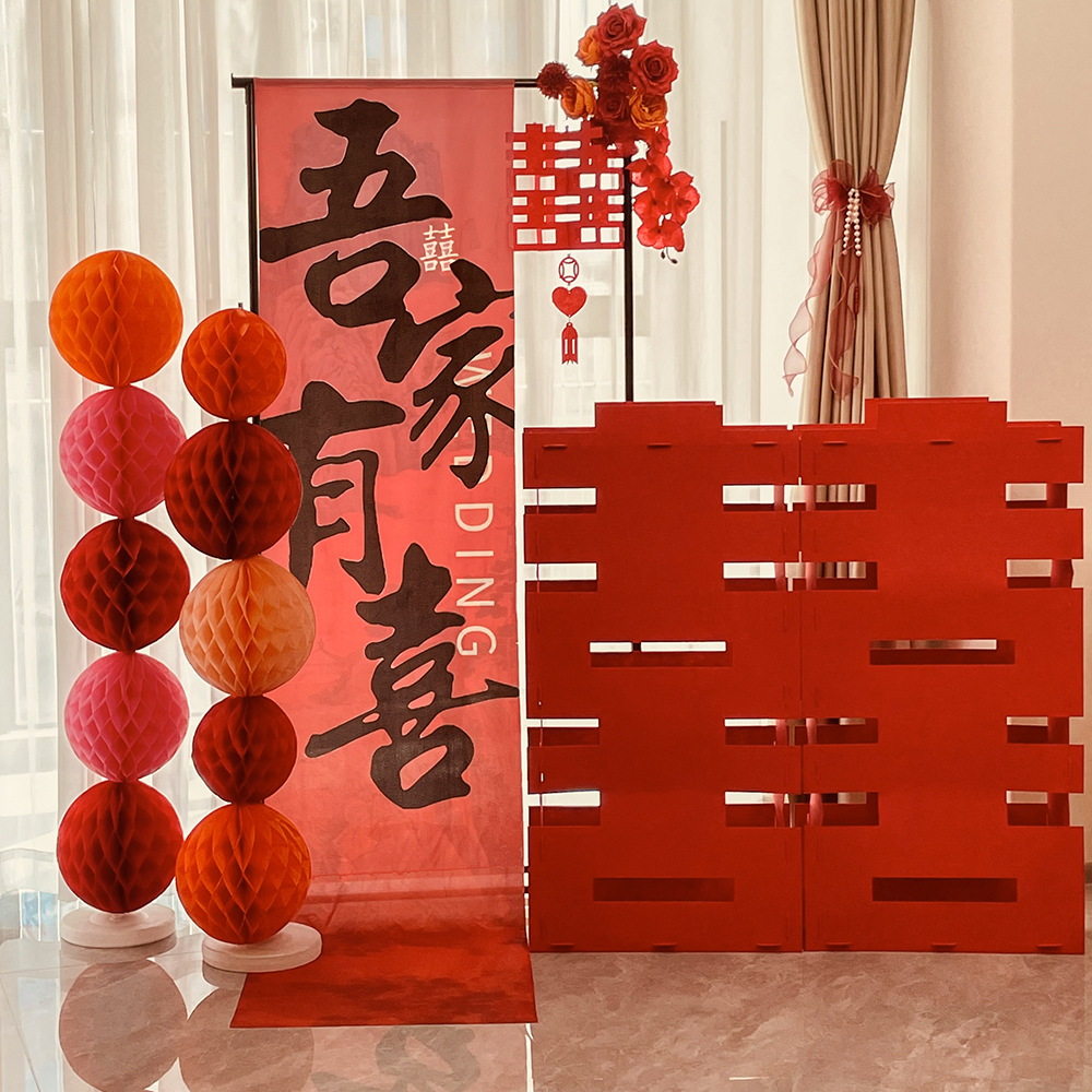 Wedding room decoration my family has a happy new hanging cloth wedding banquet welcome card decoration suit complete collection of wedding supplies