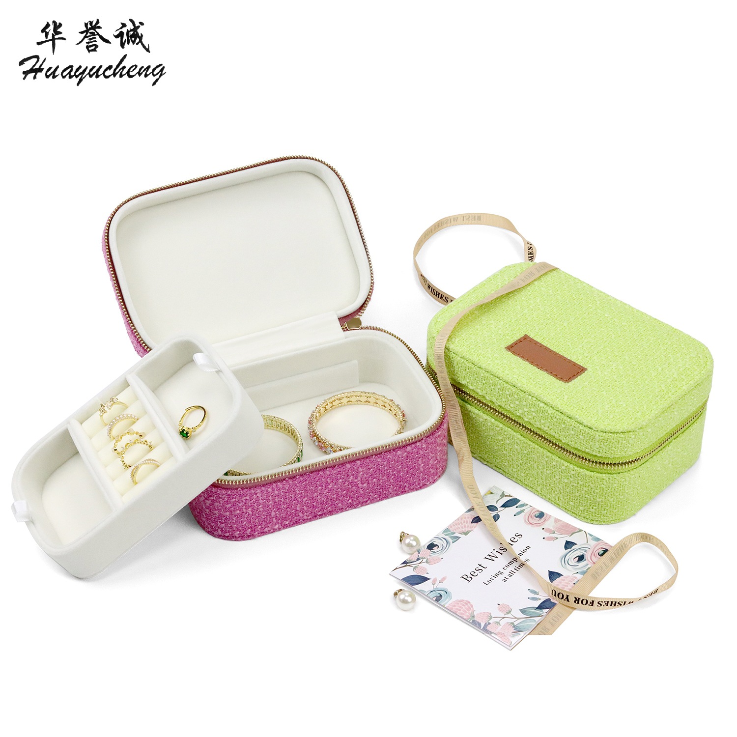 Hemp Cloth Portable Zipper Jewelry Storage Box Ring Necklace Earrings Light Luxury Travel Carry-on Jewelry Storage Jewelry Bag