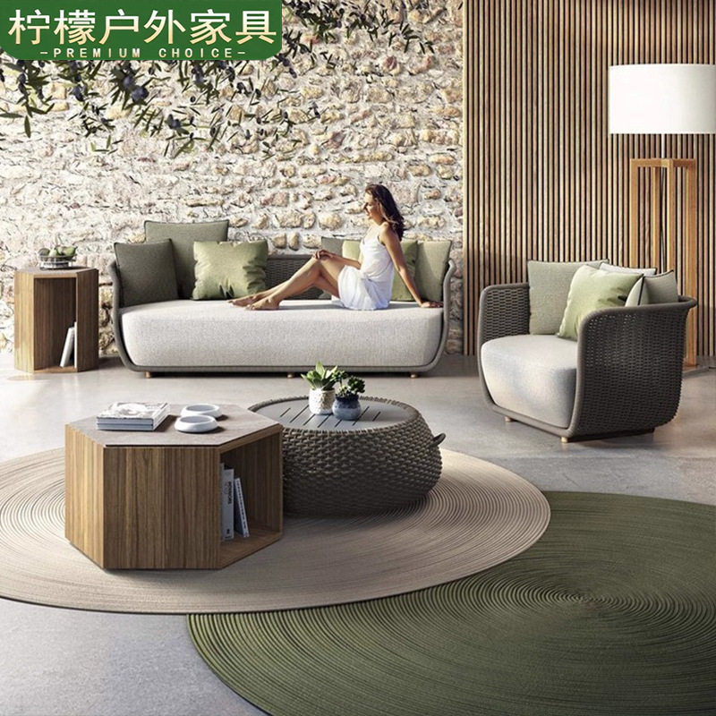 Villa open-air rattan sofa outdoor courtyard sofa garden furniture hotel lobby reception sofa outdoor sofa