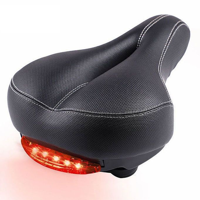 Mountain bike cushion with light bicycle saddle with taillight thickened widened comfortable seat cushion riding equipment accessories