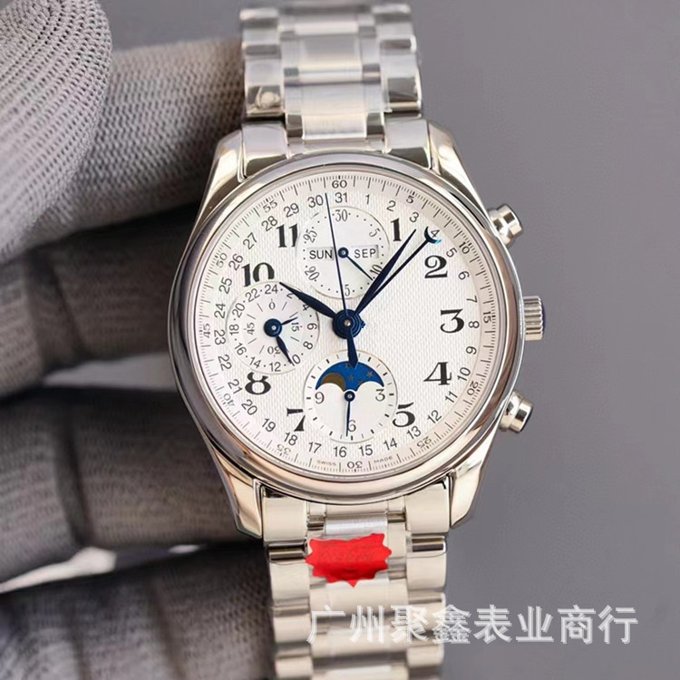 Cross-border foreign trade classic wave master fine steel eight needle sun moon star business multifunctional waterproof automatic mechanical watch