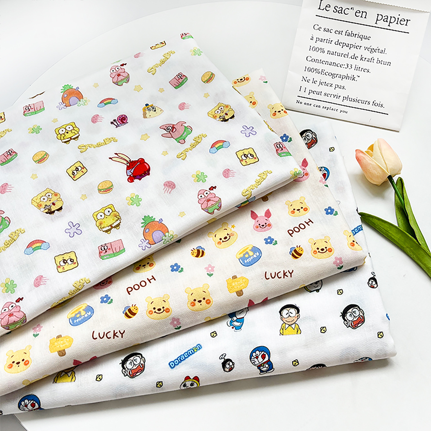 Cartoon Animation Printing Cotton Maternal and Infant Grade Double-Layer Gauze Fabric Baby Clothing Pajamas Fabric 1.5m Width