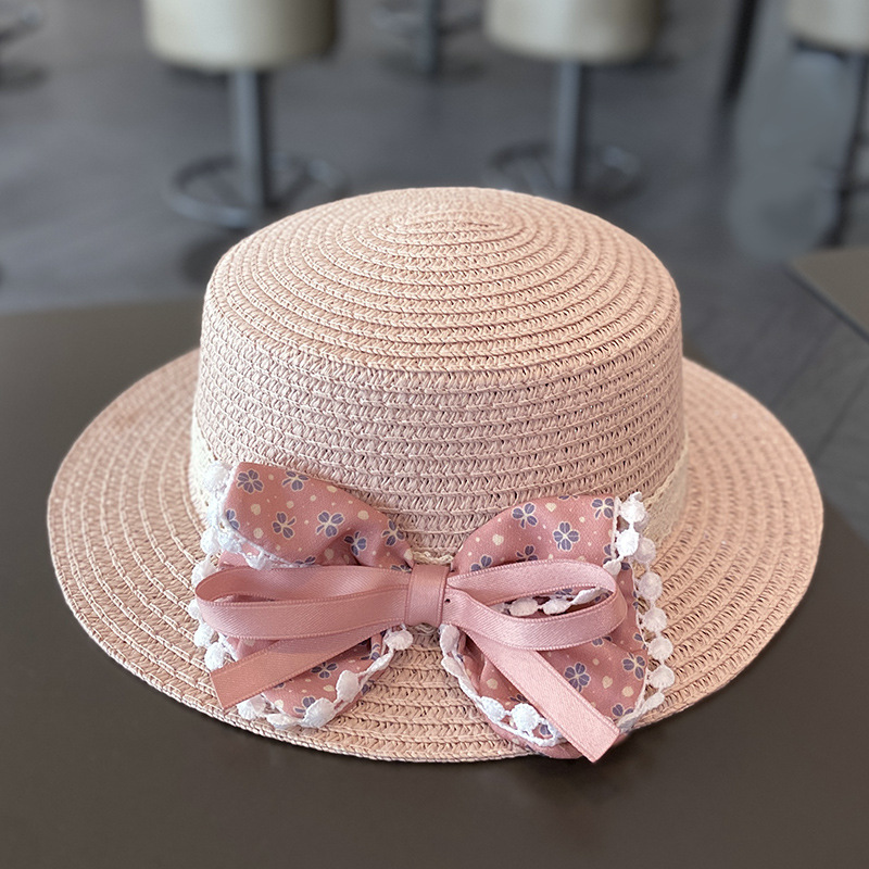 Picture of Children's Sunscreen Hat Summer Girl's Sunshade Straw Hat Bag suit Girl Baby Girl Western-style Lace Princess Beach Hat