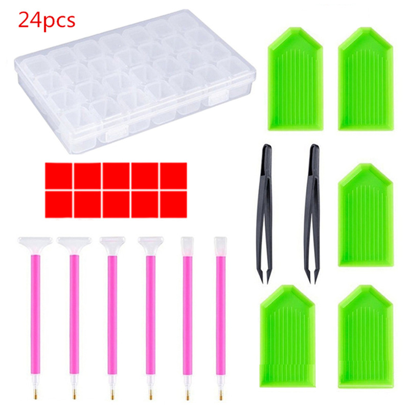 24-piece set of diamond painting tools point drill pen set diamond storage masonry painting combination set factory outlet