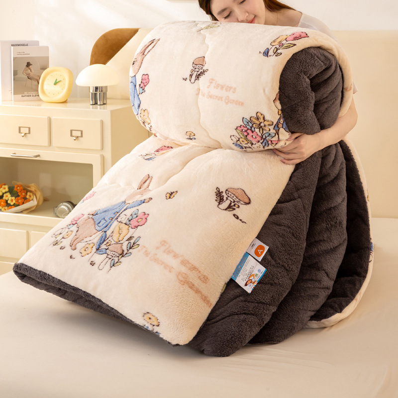 Picture of Lamb Velvet Quilt Winter Quilt Milk Velvet Coral Velvet Spring & Fall Quilt Student Dormitory Single Quilt Quilt Core Does Not Shed Lint