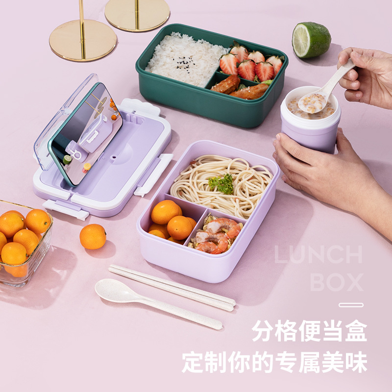 Picture of ins style Japanese-style microwave lunch box bento box Mori cute student sealed separated plastic office worker lunch box