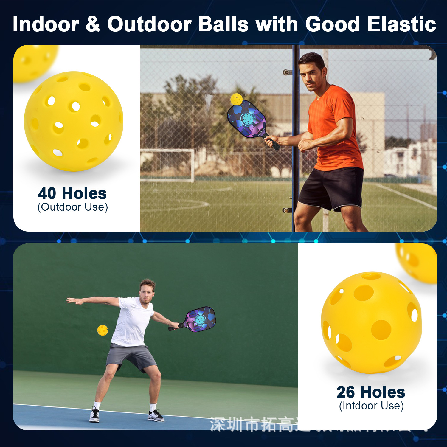 Picture of Direct sales in stock peak ball 40 hole/26 hole ball hole ball pickleballs74mm rotational molding luminous ball