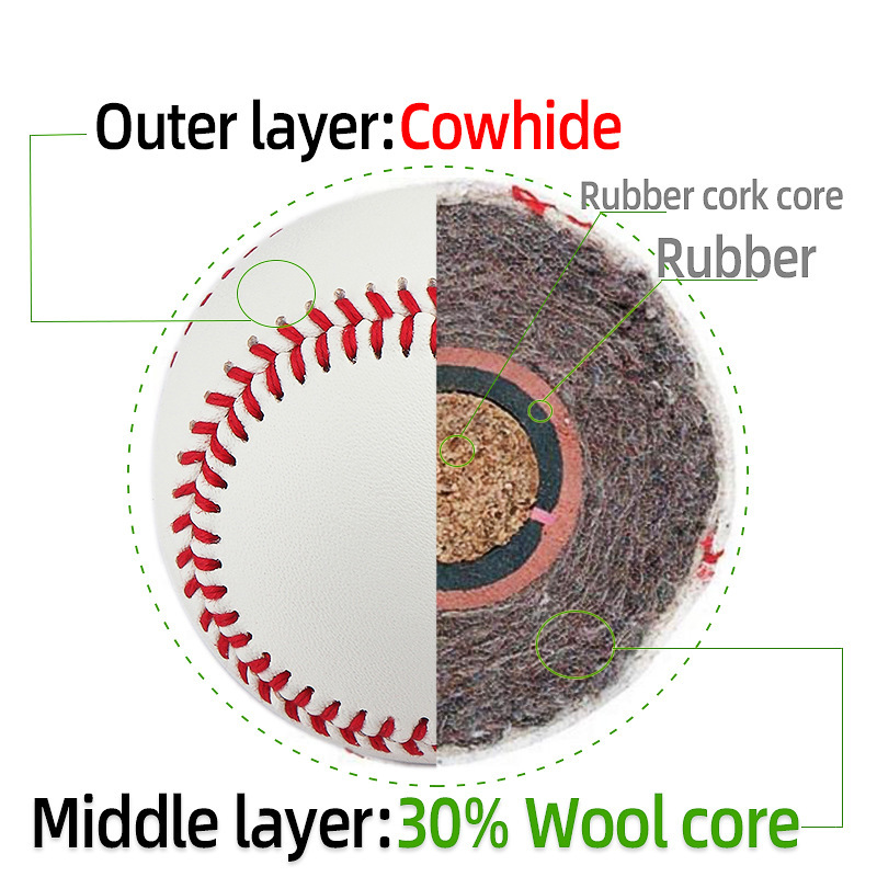 9 inch cowhide baseball wool core professional game material hard baseball hand stitching BC grade top layer leather