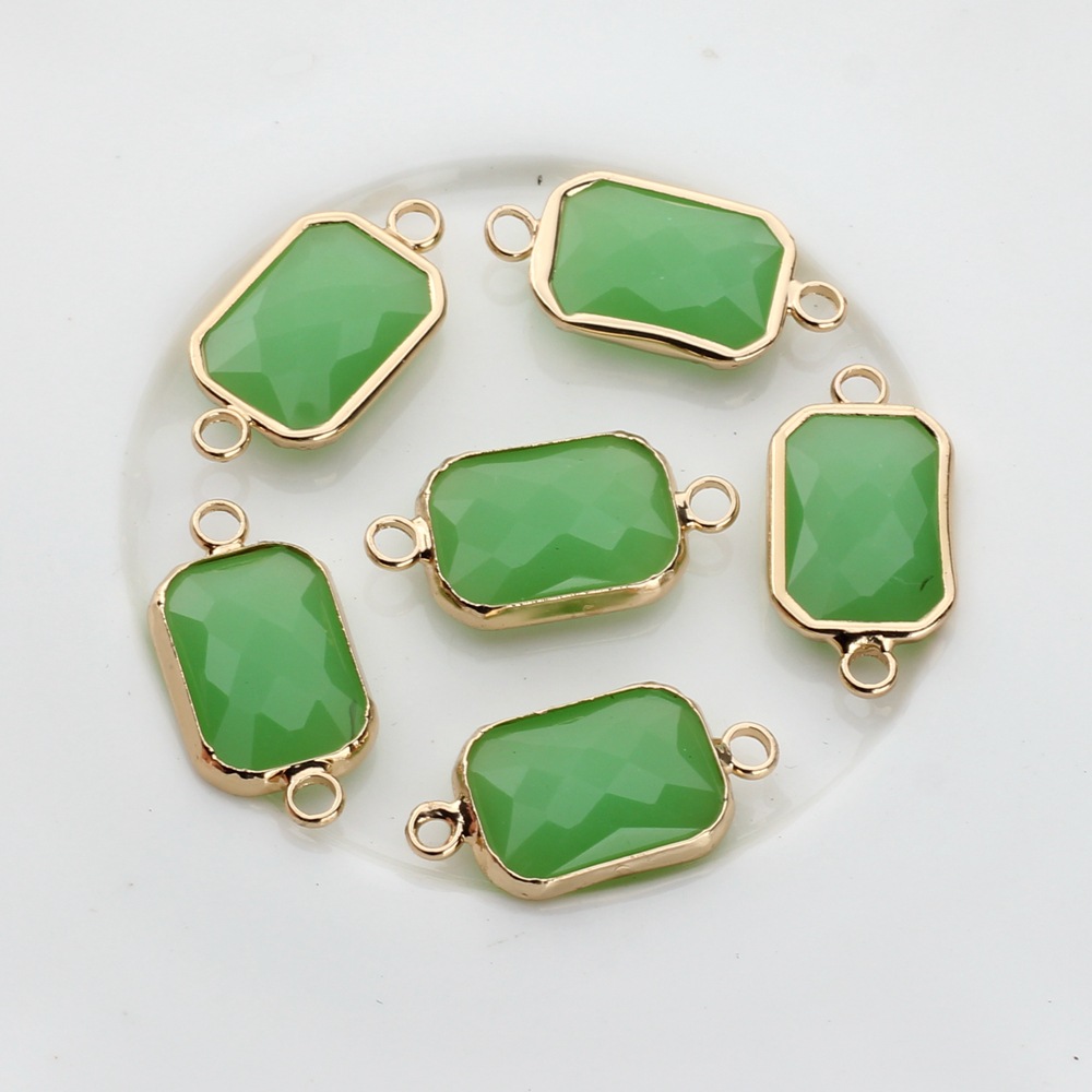 Picture of Copper-covered rectangular crystal cut double pendant small pendant production pendant earring accessories material wholesale