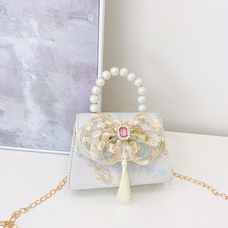 Picture of Hot Selling Children Shoulder Bag Exquisite Antique Little Girl Coin Purse Cute Princess Outdoor Casual Pearl Handbag