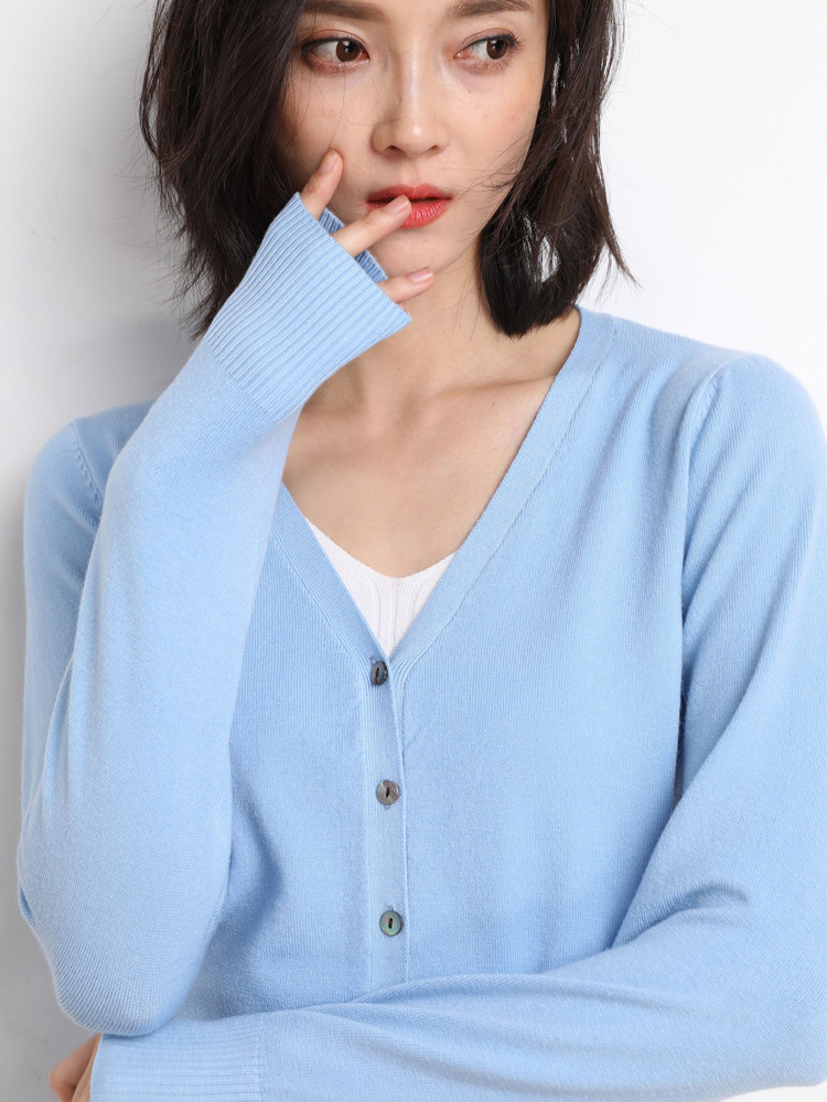 Picture of Cardigan Coat Women's Knitted Base Shirt V-Neck Long Sleeve Spring and Autumn 2025 New Style Outer Sweater Women's Korean Style
