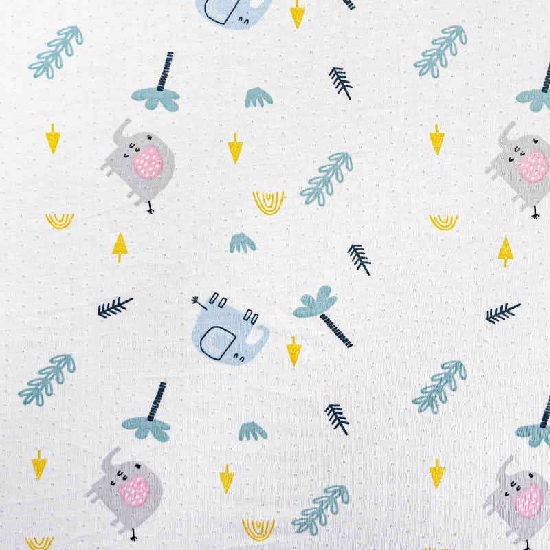 Picture of Bamboo Cotton Jacquard Printed Fabric Baby Summer Anti-Mosquito Jumpsuit Bamboo Fiber Fabric 70 Bamboo 30 Cotton Jersey