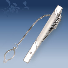 Picture of Metal tie clip men's suit chain 140 simple flower type business atmosphere with drill tie clip