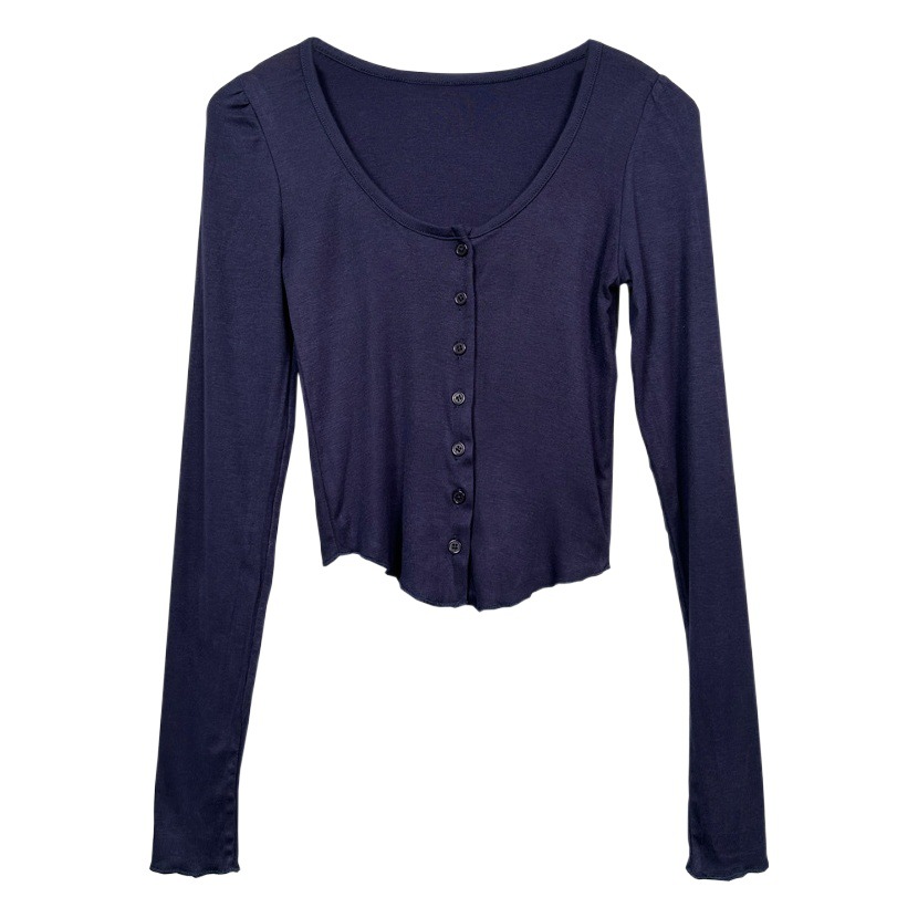 Autumn Tight V-Neck Short Cardigan Women's Gentle Elegant Sexy Chest Half-open Neck Slim-fit Long-sleeved Small Jacket Coat