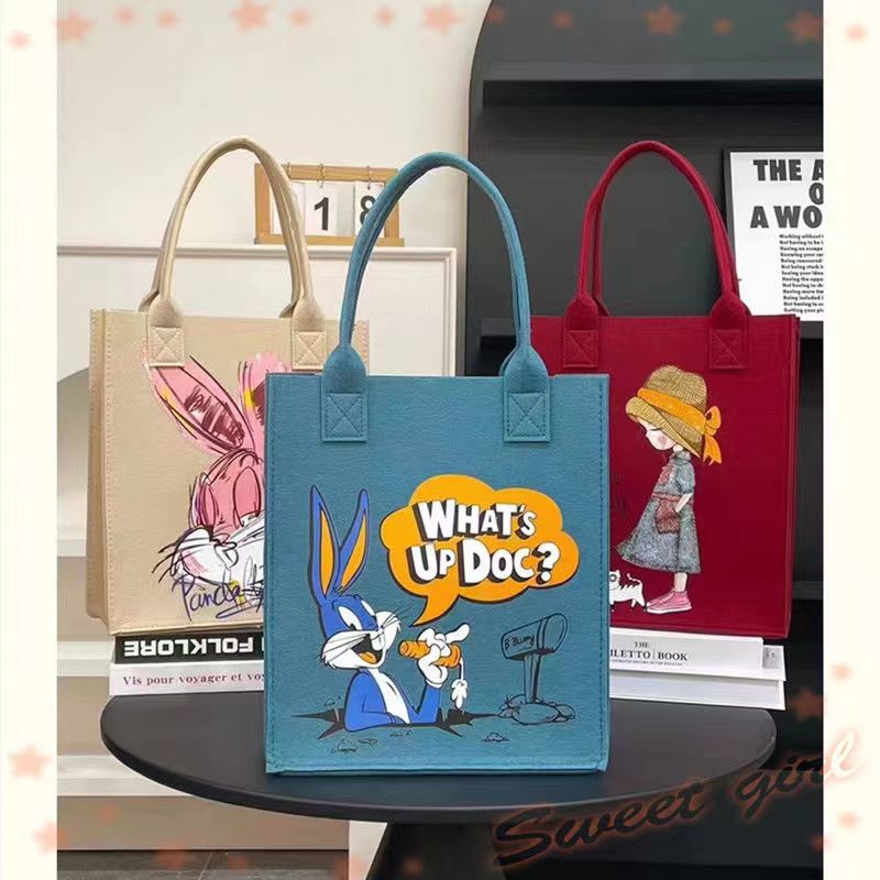 Internet Celebrant Felt Bag Accompanying Gift Handbag Cartoon Felt Handbag Tote Bag logo One-year-old Hundred-day Gift