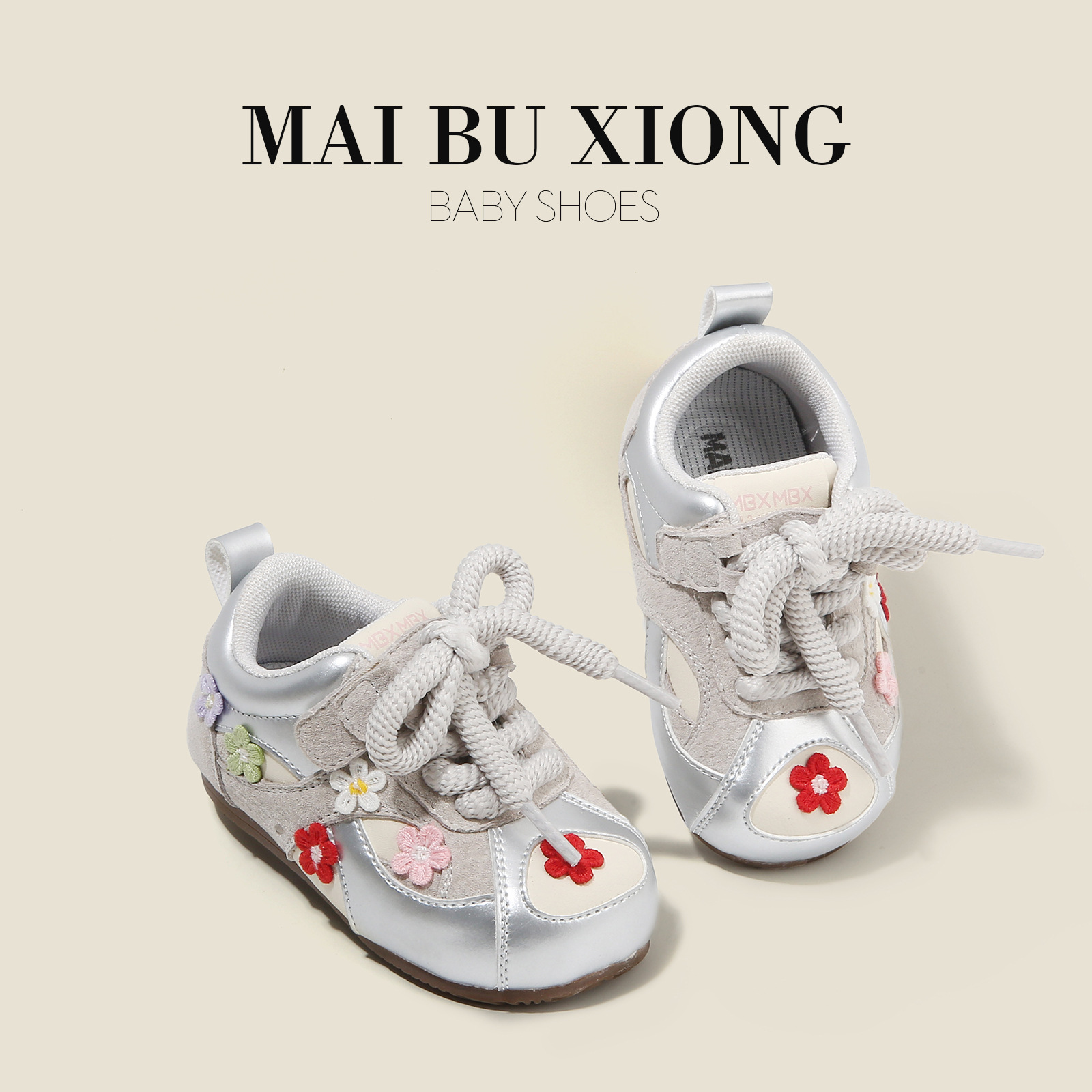 Mabu Bear Baby Girl Sports Shoes Infant Toddler Shoes Girls Casual Shoes Small Flower Children's Shoes Autumn Style