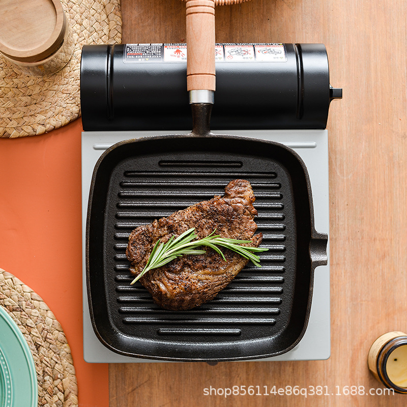 Picture of Source manufacturer cast iron steak frying pan uncoated non-stick household striped 24cm fried steak special pot pan