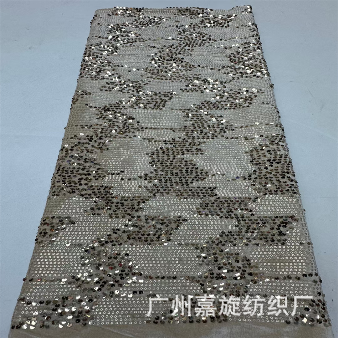New Velvet Sequin Fabric 3 5cm Hanging Piece Embroidered Flannel Children's Dress Performance Clothes Embroidered Cloth