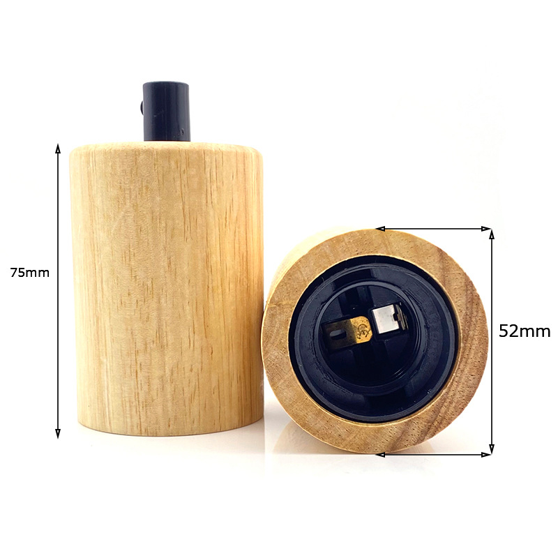 Picture of E27 Screw Solid Wood Lamp Holder Cafe Wood Chandelier Bedroom Restaurant Creative Wood Lamp Holder