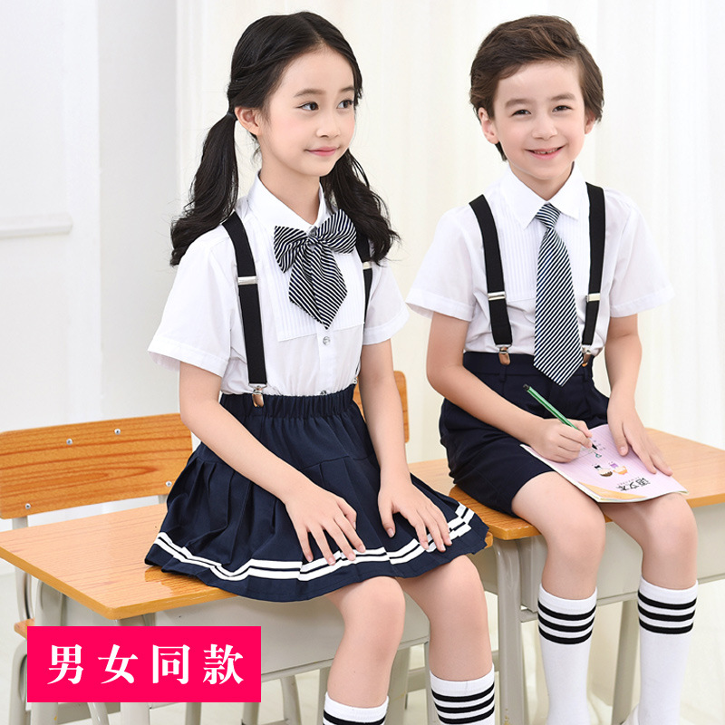 Picture of Children's Short-sleeved White Shirt Boy's Summer Thin Non-ironing British Dress Performance Coat School Uniform White Half-sleeved Shirt