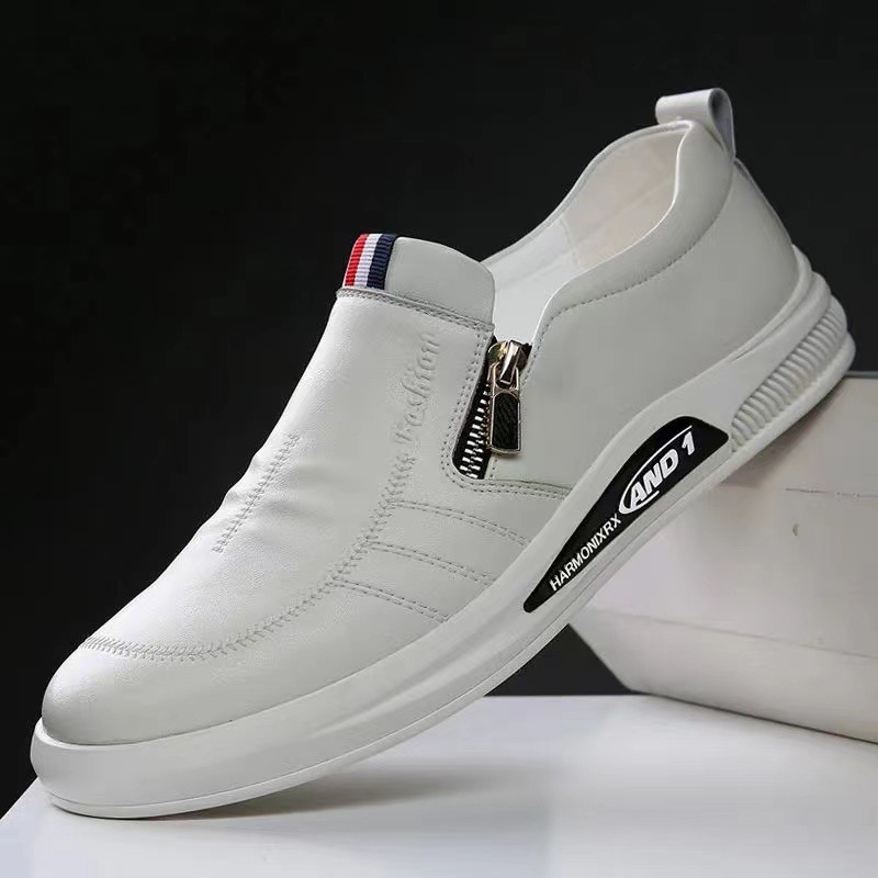 Leather Shoes Men's Spring and Autumn New Korean Style Casual Leather Shoes White Shoes Fashion Trendy Breathable Doug Shoes Foreign Trade Men's Shoes