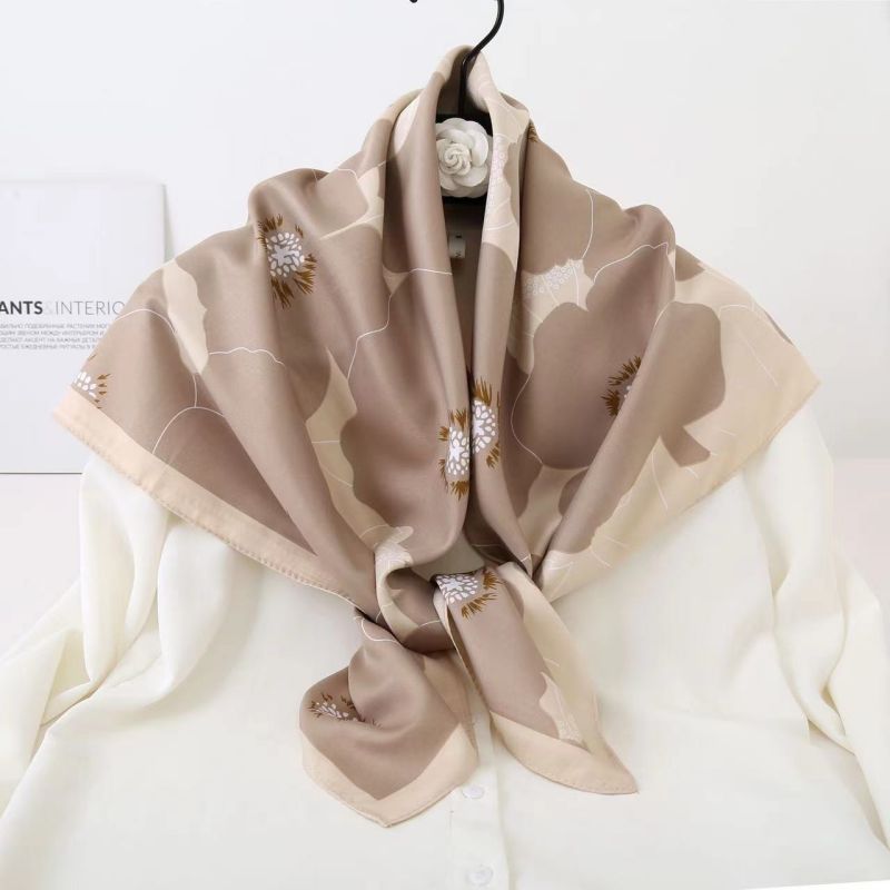 Picture of Autumn and winter all-match shawl animal printed black and white simple large square 90*90CM imitation silk twill silk scarf for women