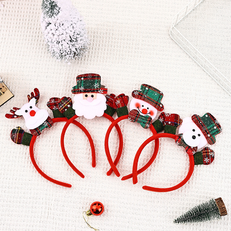Cross-border New Christmas Raise Hands Luminous Headband Decorations Elderly Snowman Head Buckle Children Cute Headband with Light