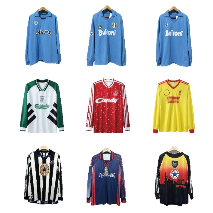Popular Retro Long-Sleeved Football Uniform 88 Napoli Newcastle United Liverpool P French Collection Version Export
