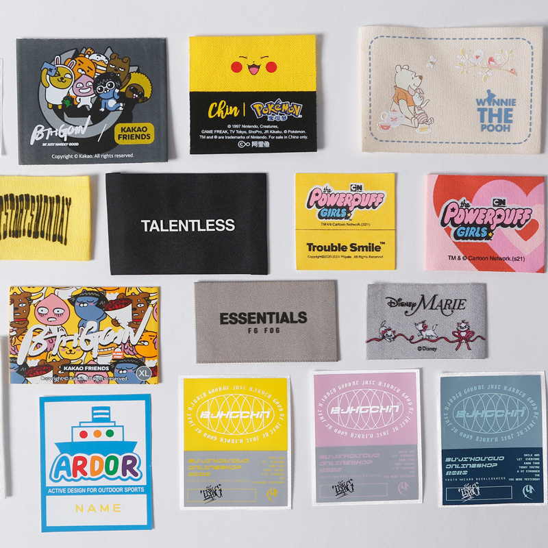 Picture of Factory Woven Label Folded in Half, Customized Clothing Collar Label, Satin Woven Label, Colorful Printed Label, Collar Label, Cloth Label, Small Order Customization