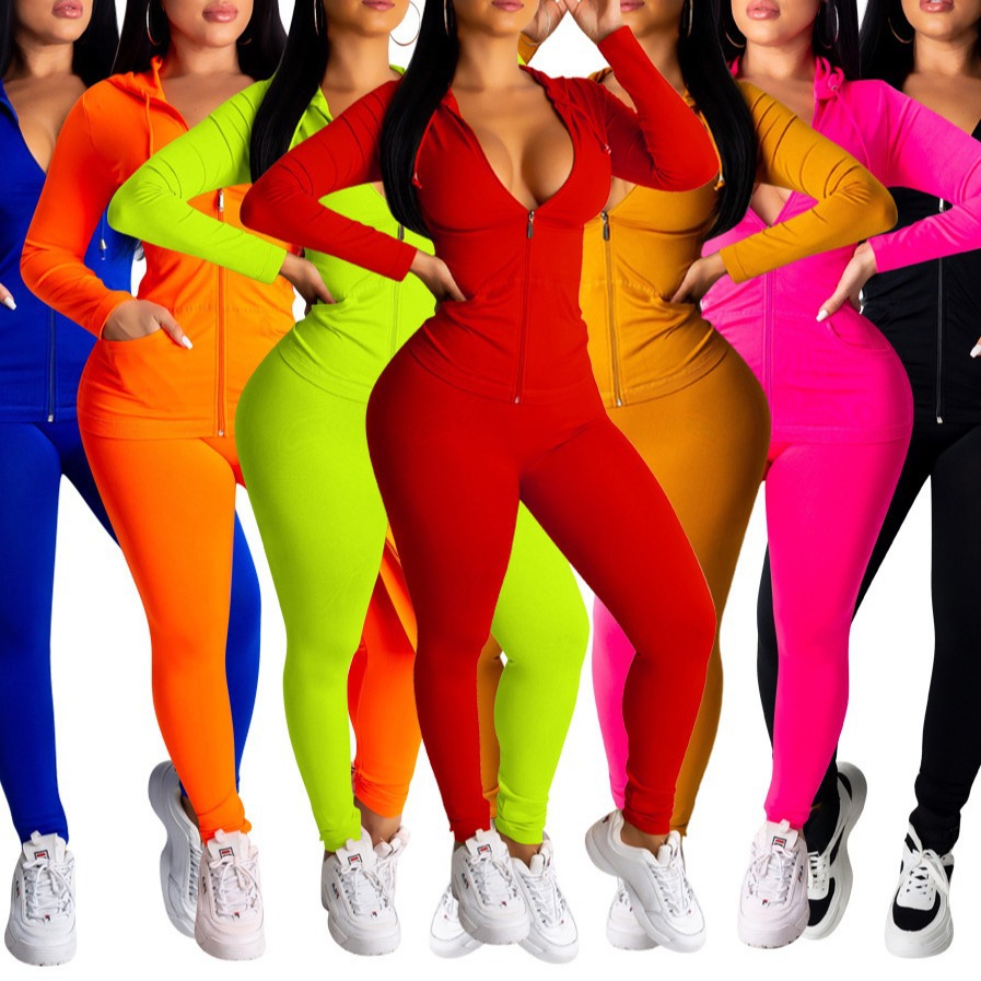 Picture of 9547#2024 spring new Dunhuang Amazon foreign trade Europe and the United States sexy casual solid color hooded two-piece set