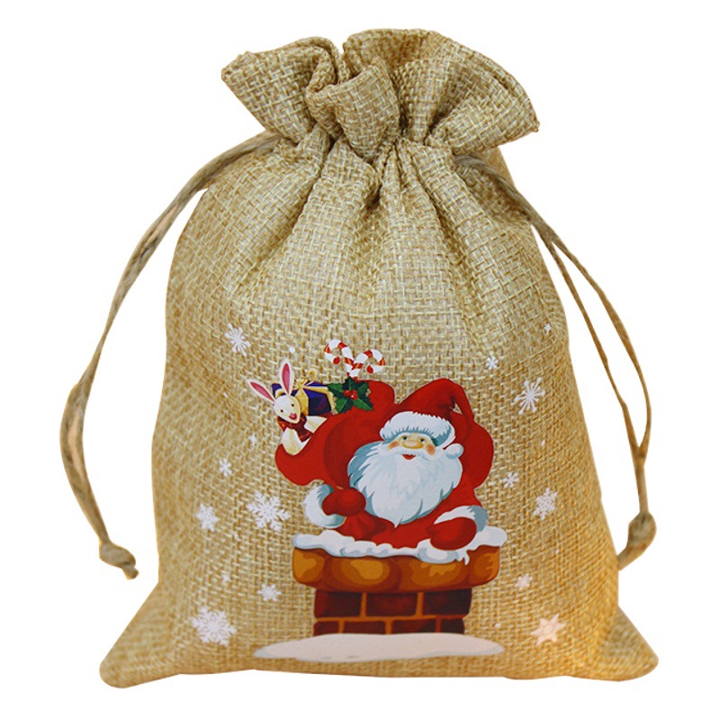 New Christmas gift bag Christmas decoration linen bag Santa Claus candy bag gift bag in stock wholesale