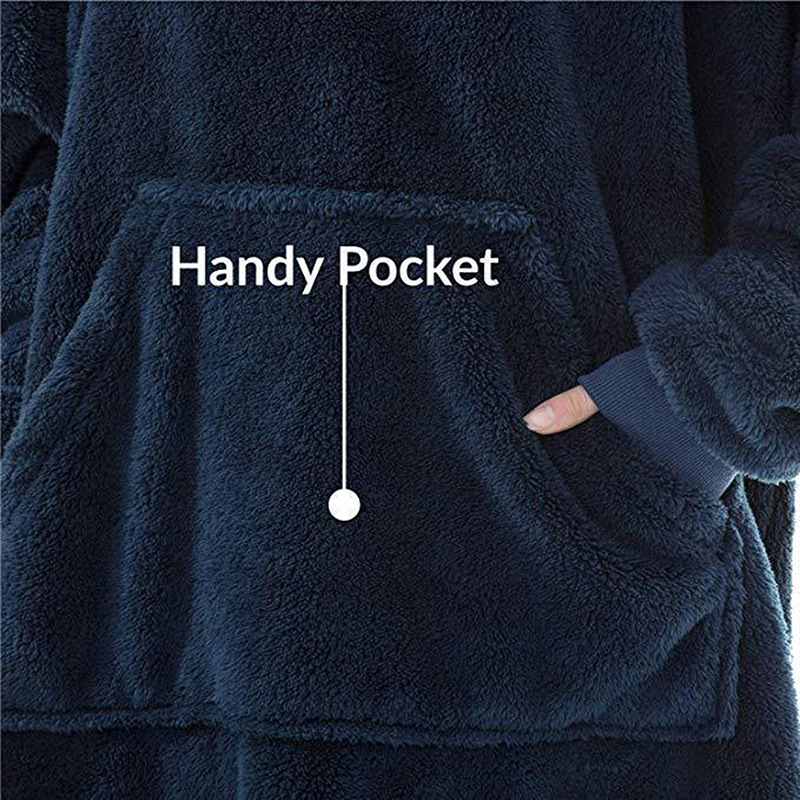 Picture of Cross-border Amazon Autumn and Winter Comfortable Loose Double-sided Fleece Hoodie Thickened Wearable Blanket Couple's New Home Clothes