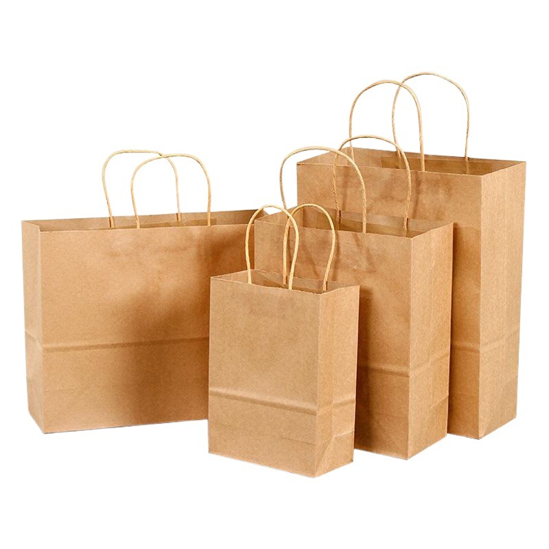 Handbag Kraft Paper Bag, Takeout Packaging Bag, Milk Tea Packaging Bag, Kraft Paper Clothing Gift Bag, Environmentally Friendly and Biodegradable