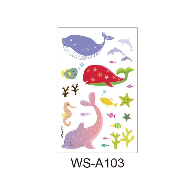 Picture of Spot Wholesale Children's Cartoon Original Tattoo Stickers Marine Animal Summer Tattoo Stickers Dolphin Shark Little Whale