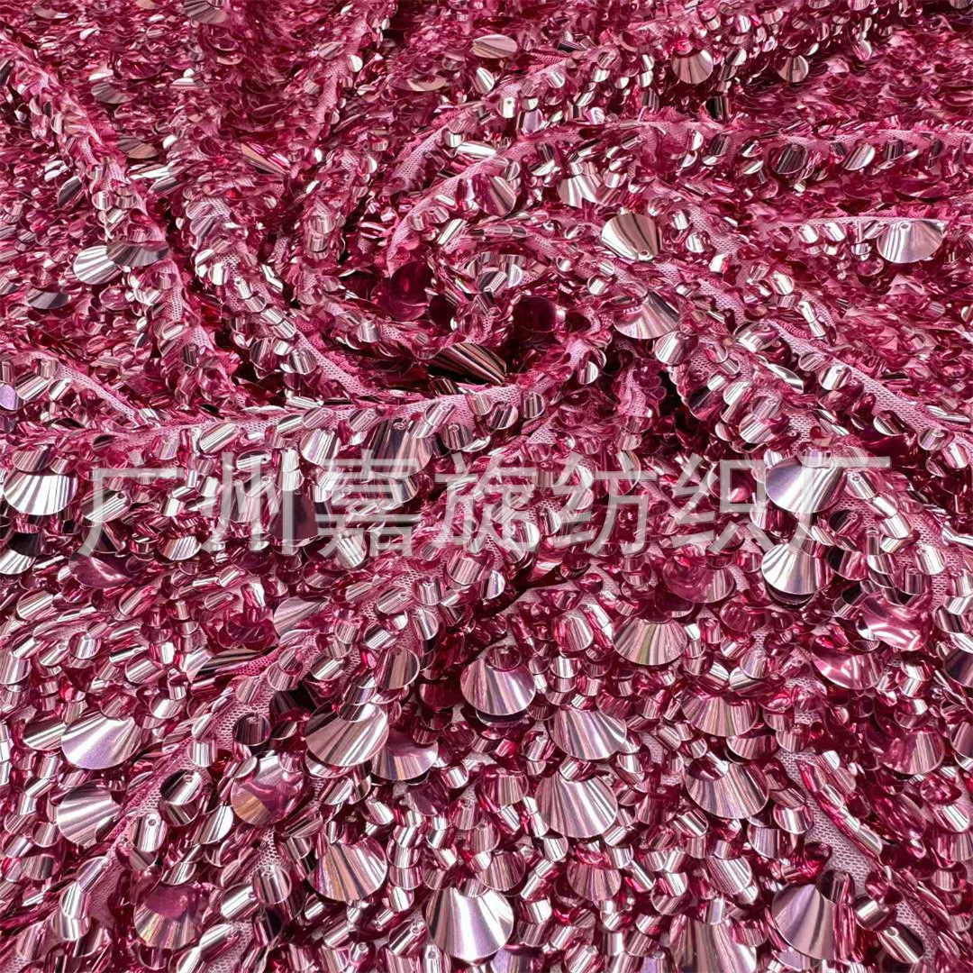 in stock Size Bump Tile Mesh Fabric Full Edition Large Bead Sequins Embroidered Stage Clothing Women's Clothing Children's Clothing Fabric