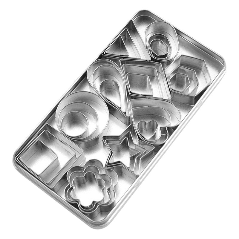 Stainless Steel Biscuit Mold Set Press Style Flower Star Cookies Biscuit Cutting Grinder Baking Mini 30 Piece Set