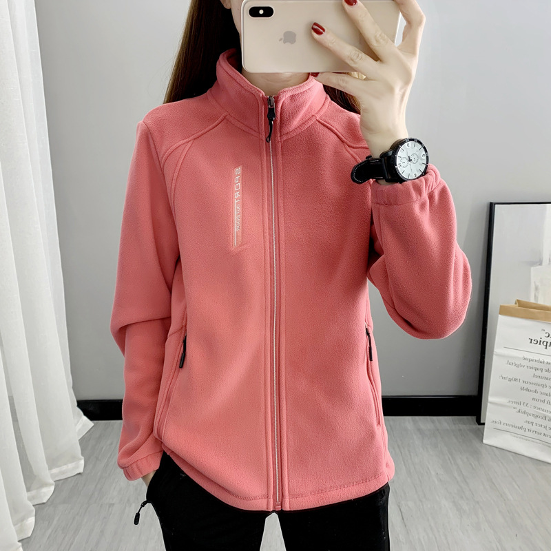 Outdoor Fleece Clothes for Men and Women Autumn and Winter Warm Polar Fleece Sweater Fleece Lined Thickened Windproof Fleece Casual Jacket Coat