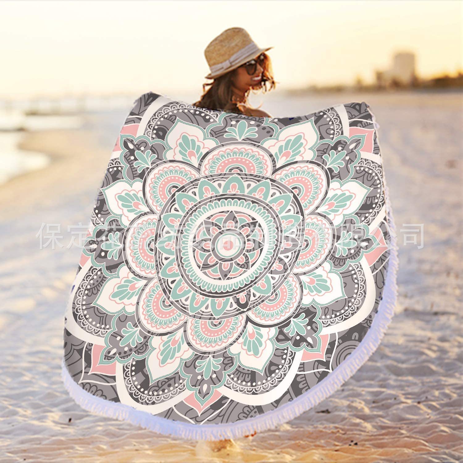 Microfiber Round Beach Towel Fruit European and American Style Water-Absorbent Travel Portable Seaside Pool Towel Printed Bath Towel