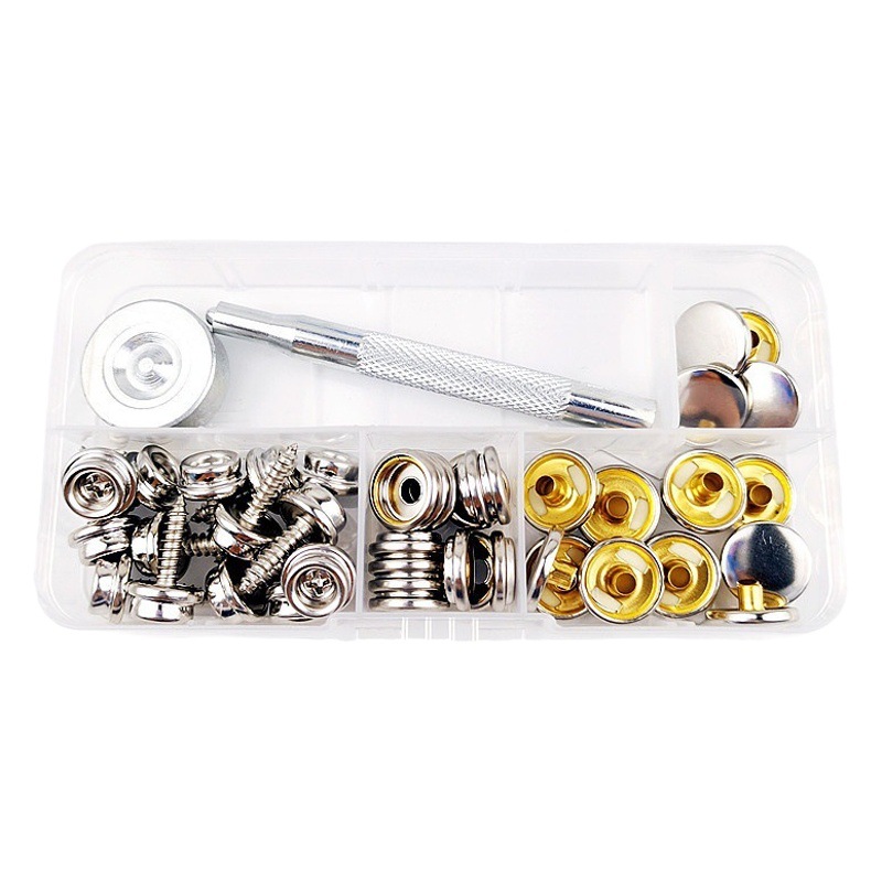 15 sets of 15mm stainless steel screw large white buckle suit tool tarpaulin fixing copper metal snap buckle yacht snap buckle