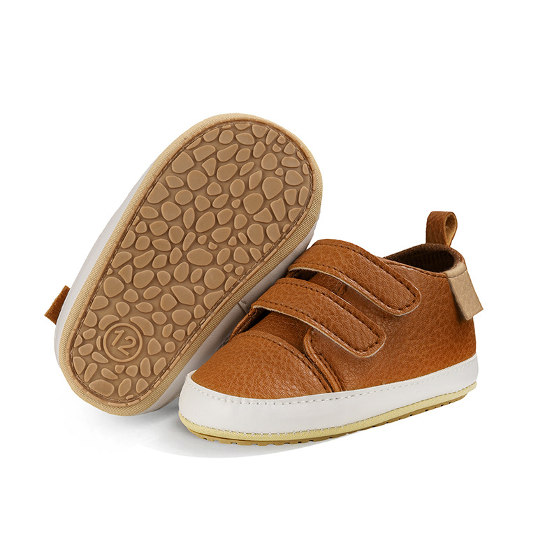 Picture of Spring and Autumn 0-1 Year Old Baby Toddler Shoes PU Velcro Baby Boys and Girls Wave Shoes Indoor and Outdoor Leather Shoes with Soft Sole
