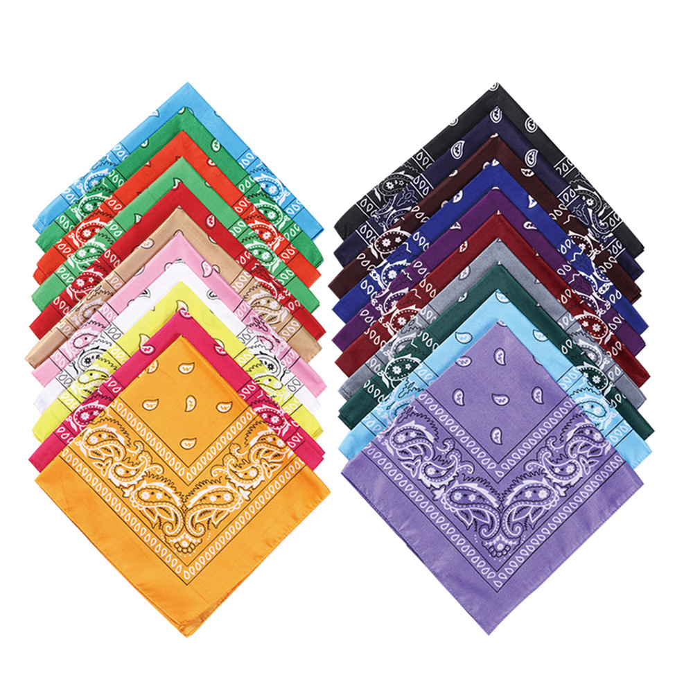 Factory direct supply in stock polyester square paisley scarf wholesale hip hop hip hop riding cashew flower scarf