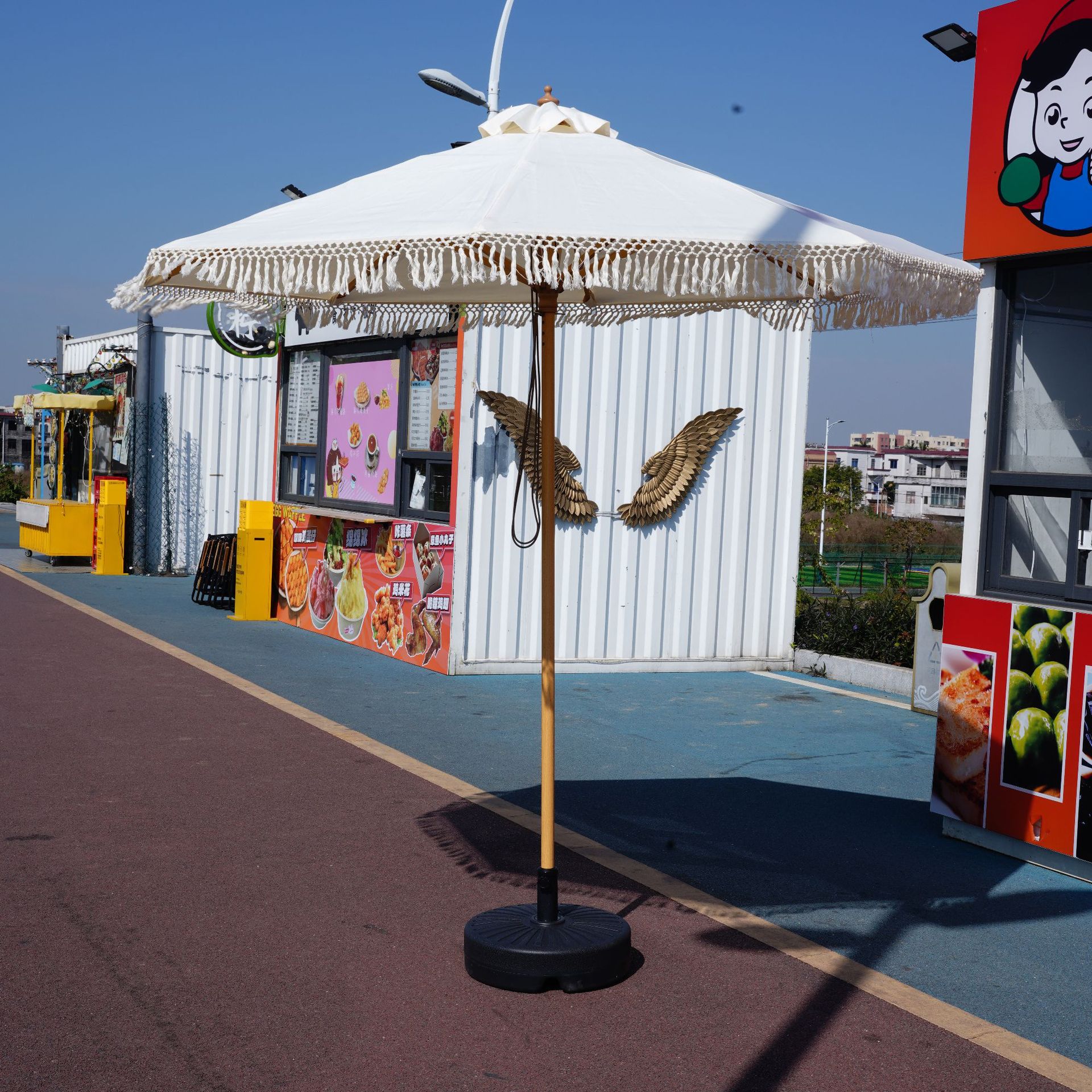 Umbrellas for Street Stalls, Commercial Use in Milk Tea Shops and Cafes, Outdoor Advertising Umbrellas, Courtyard Aluminum Alloy Center Pole Beach Umbrellas