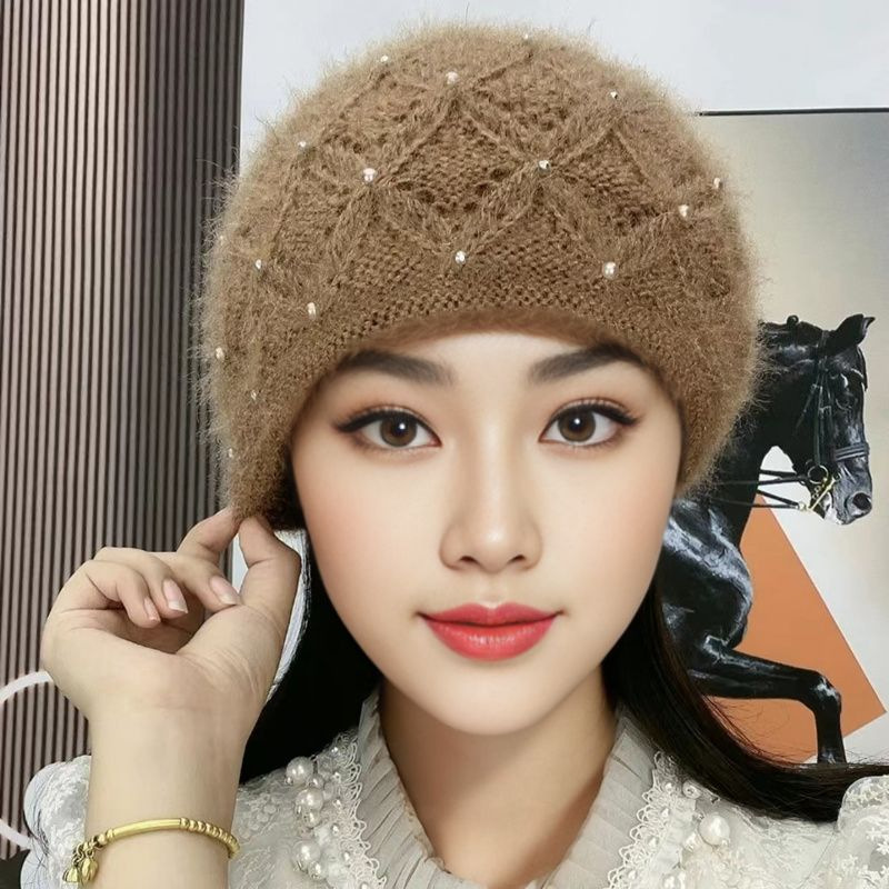 Picture of New Thickeneded Squirrel Velvet Warm Pile Hat K-Style Versatile Winter Large Head Circumference Ear Protection Knitted Woolen Hat for Women