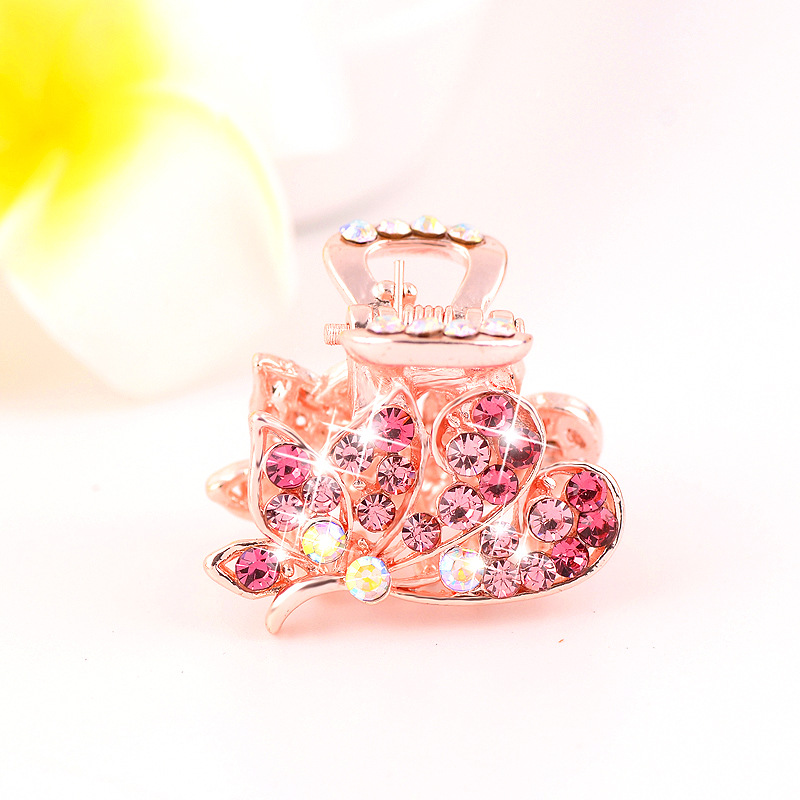 Picture of New small size Grab Clip Hair Clip Hair Clip Adult Bangs Hair Clip Children Top Clip Electroplated Rhinestone Elegant Hair Accessories Headdress