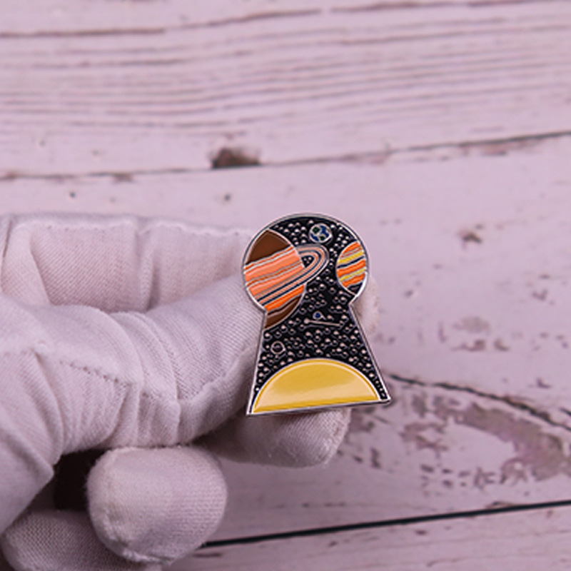 Picture of Galaxy and Ufo Brooch Mysterious Universe Space Badge