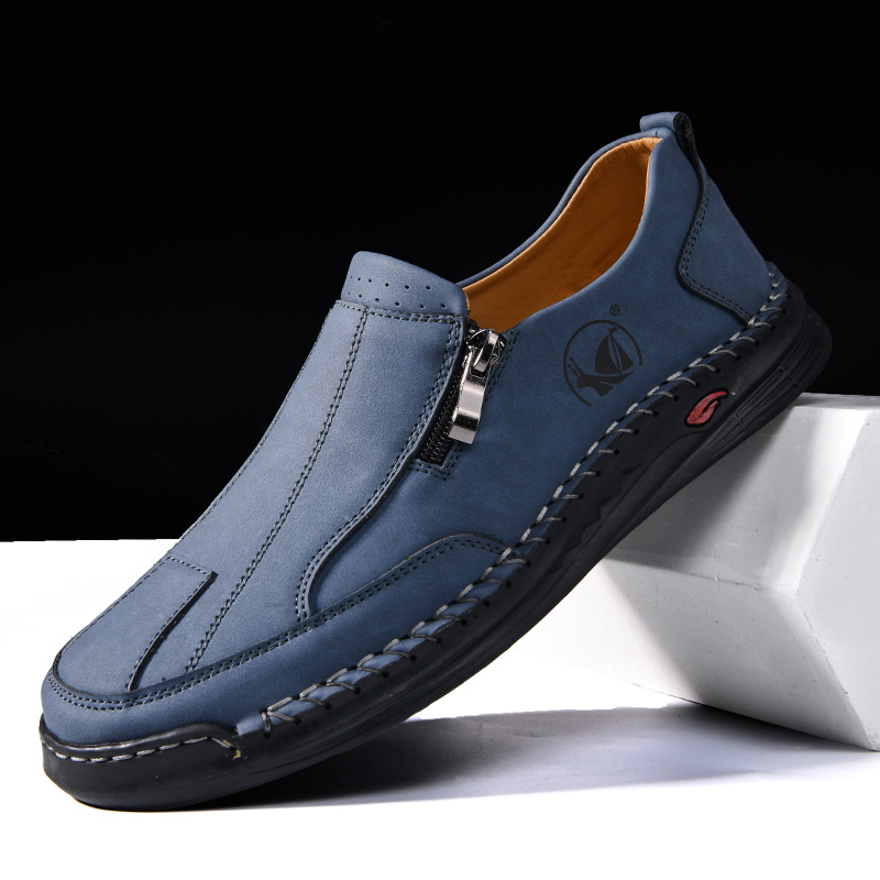 2025 new cross-border plus size lace-up men's shoes cowhide spring and summer casual leather shoes men's leather men's outdoor casual shoes