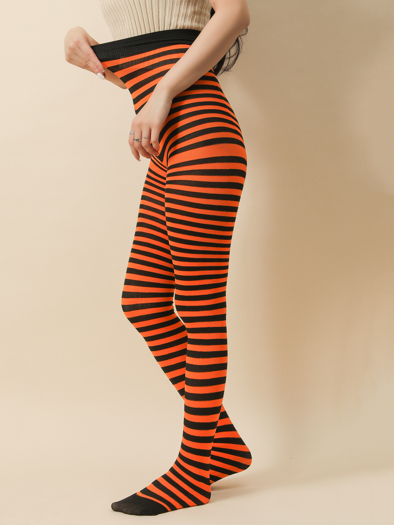 Picture of Halloween Christmas Striped Stockings Party Costume Accessories Over-the-Knee Stockings Striped Pantyhose