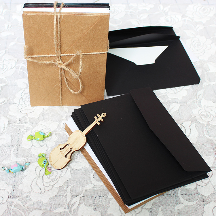 Picture of Japanese Grocery Black Envelope Letter Paper Kraft Minimalist Unprinted Artistic Postcard Love Letter Document Storage Bag Wholesale