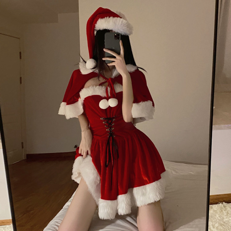 Winter K-Style 2023 New Style New Year and Christmas Slim Drawstring Sleeveless Pullover High Waist Short Skirt for Women Trendy